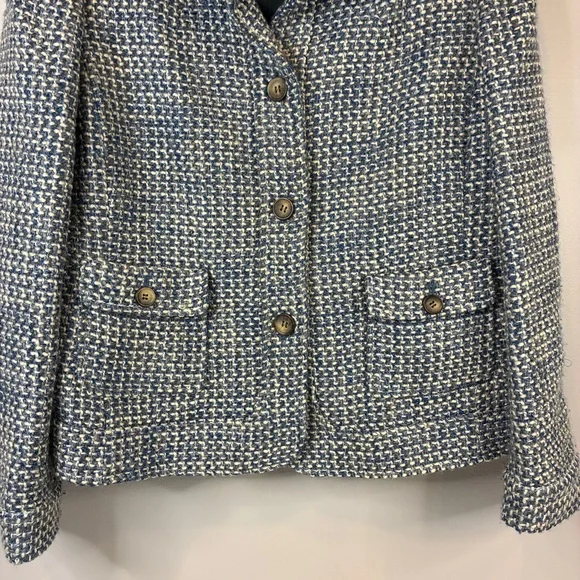 Classic Talbots Teal Tweed Wool-Blend Blazer — Size 14 - Picture 5 of 10